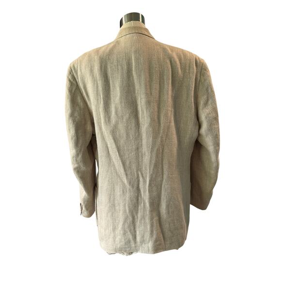 Haggar Clothing Co Cream Textured Herringbone Sport Coat Men’s 44L - Picture 2 of 10